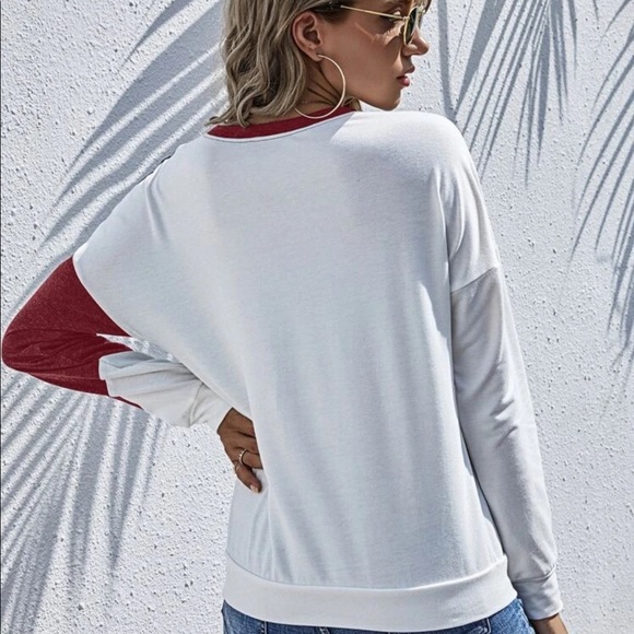 Colorblock sweatshirt fall gray white - Picture 4 of 4